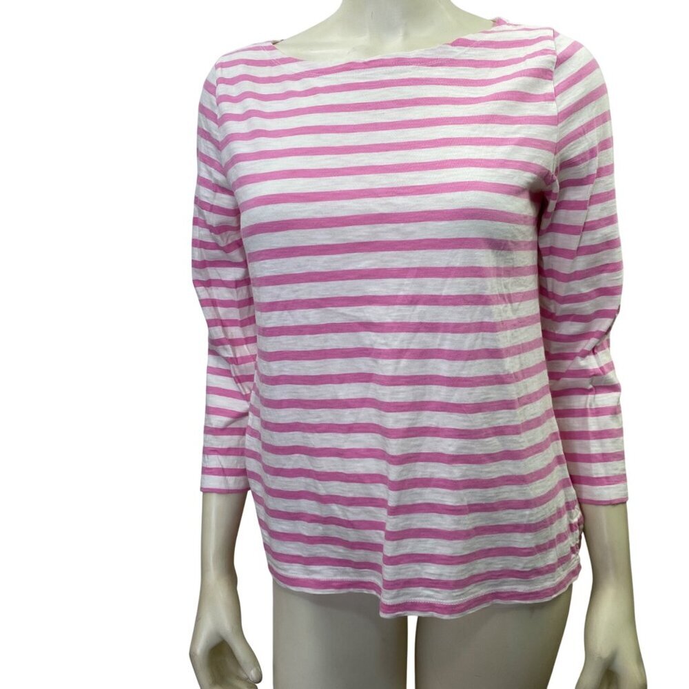 J.Crew Womens Pink & White Striped 3/4 Sleeve Shirt Size S